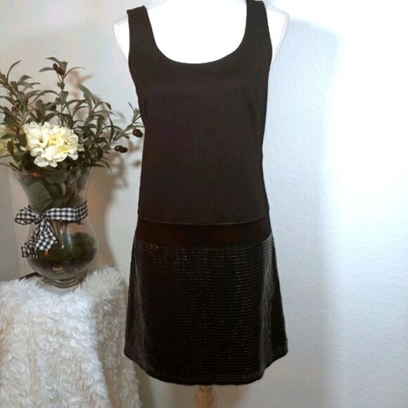ANN TAYLOR LOFT BLACK SEQUIN DRESS SZ.4 EUC - Picture 2 of 7